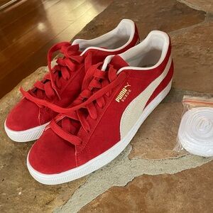 New Puma Red and White Sneakers 9.5